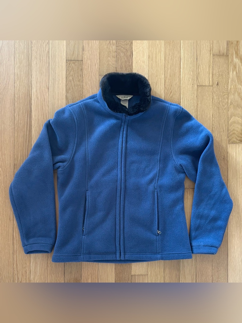 LL Bean Fleece Jacket Full Zip Fur Collar Light Purple XS L.L. Bean Womens